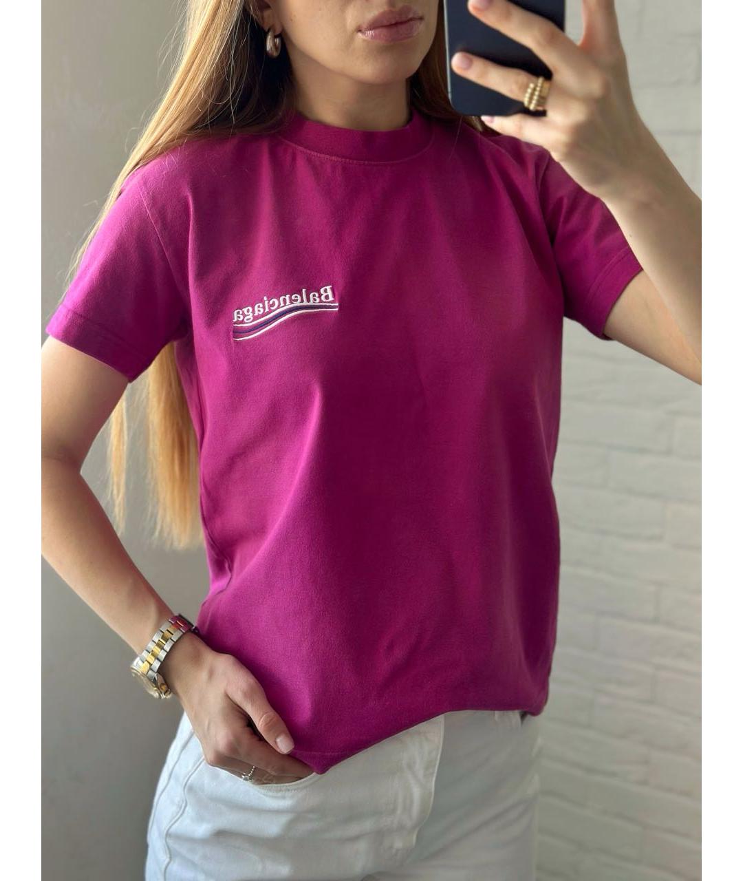 BALENCIAGA Фуксия хлопковая футболка, фото 8