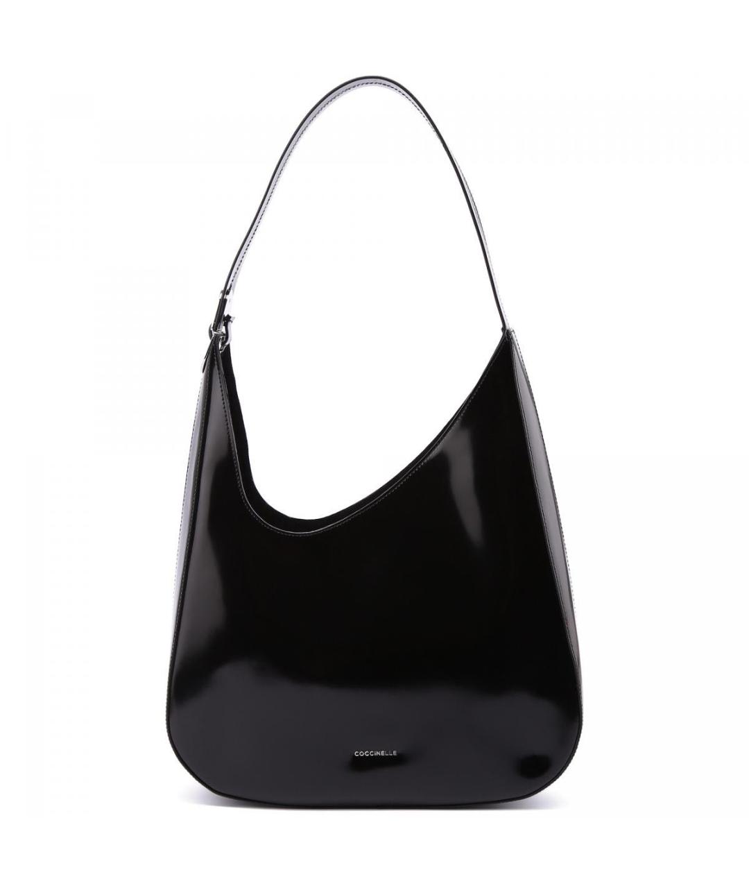 COCCINELLE Черная сумка через плечо из лакированной кожи, фото 1