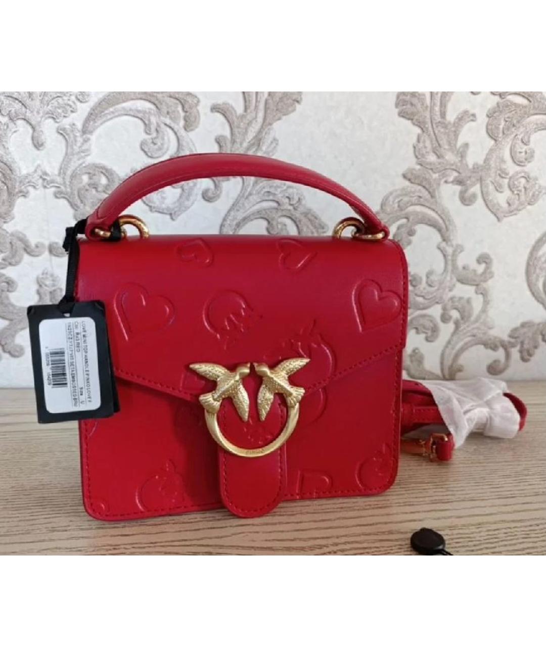 PINKO Красная кожаная сумка через плечо, фото 6