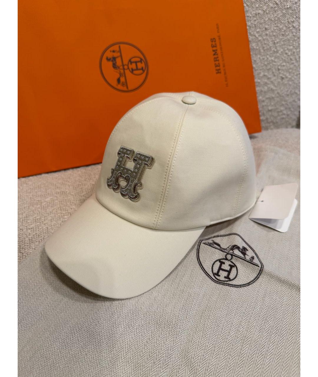 HERMES Белая хлопковая кепка, фото 2