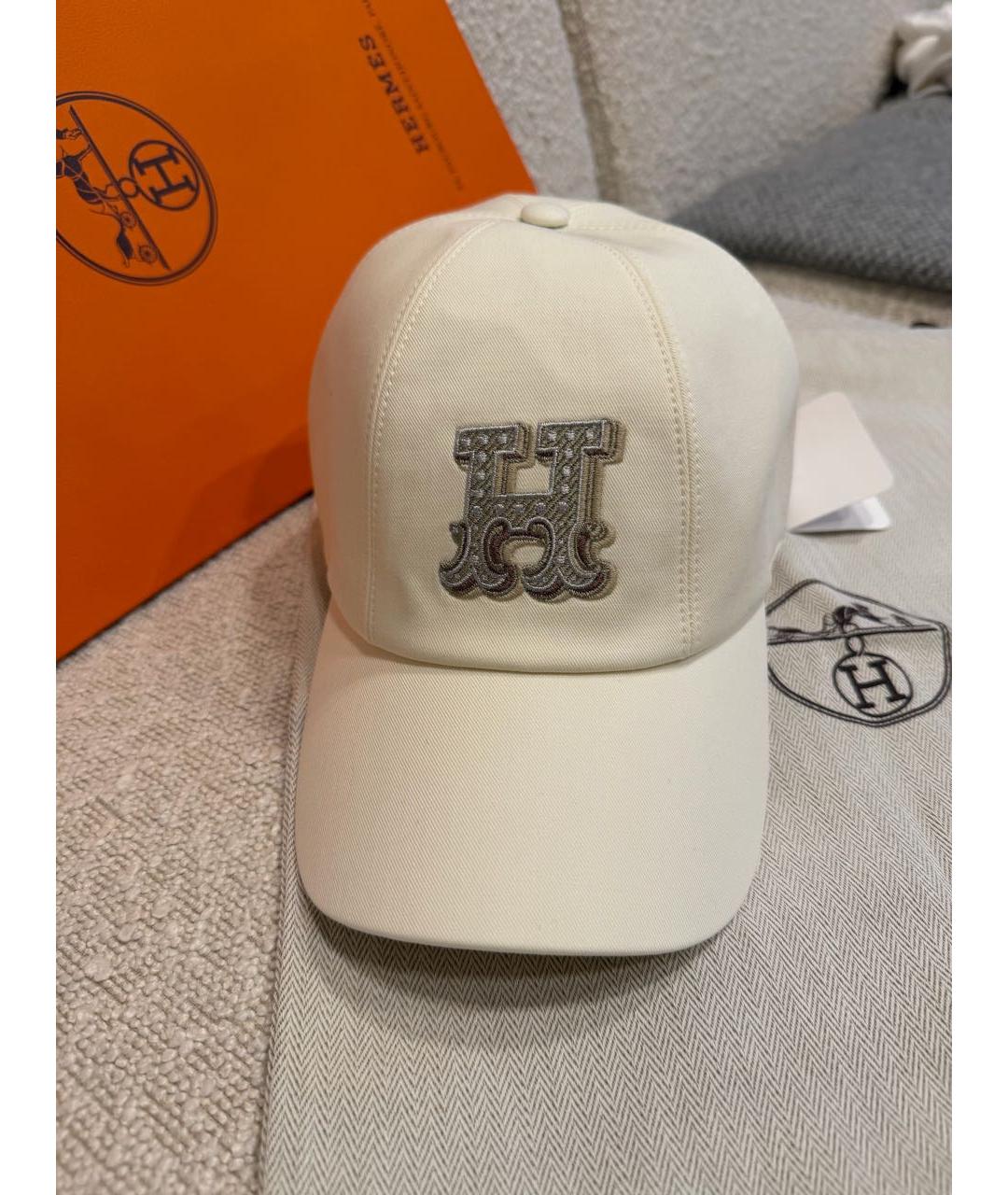 HERMES Белая хлопковая кепка, фото 5