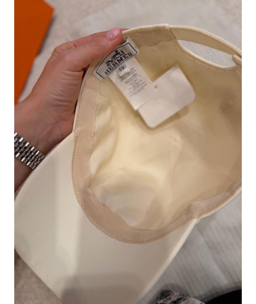 HERMES Белая хлопковая кепка, фото 4