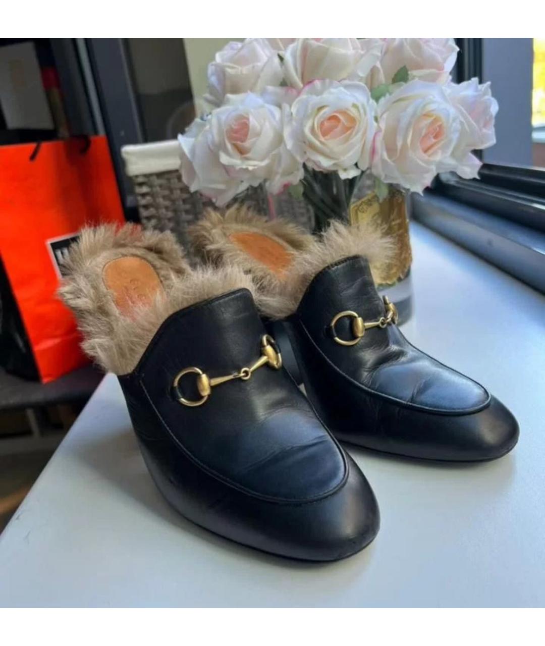 GUCCI Черные кожаные мюли, фото 3