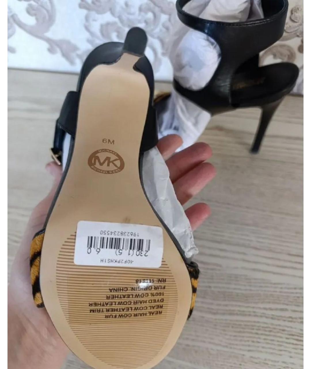 MICHAEL KORS Черные кожаные босоножки, фото 4