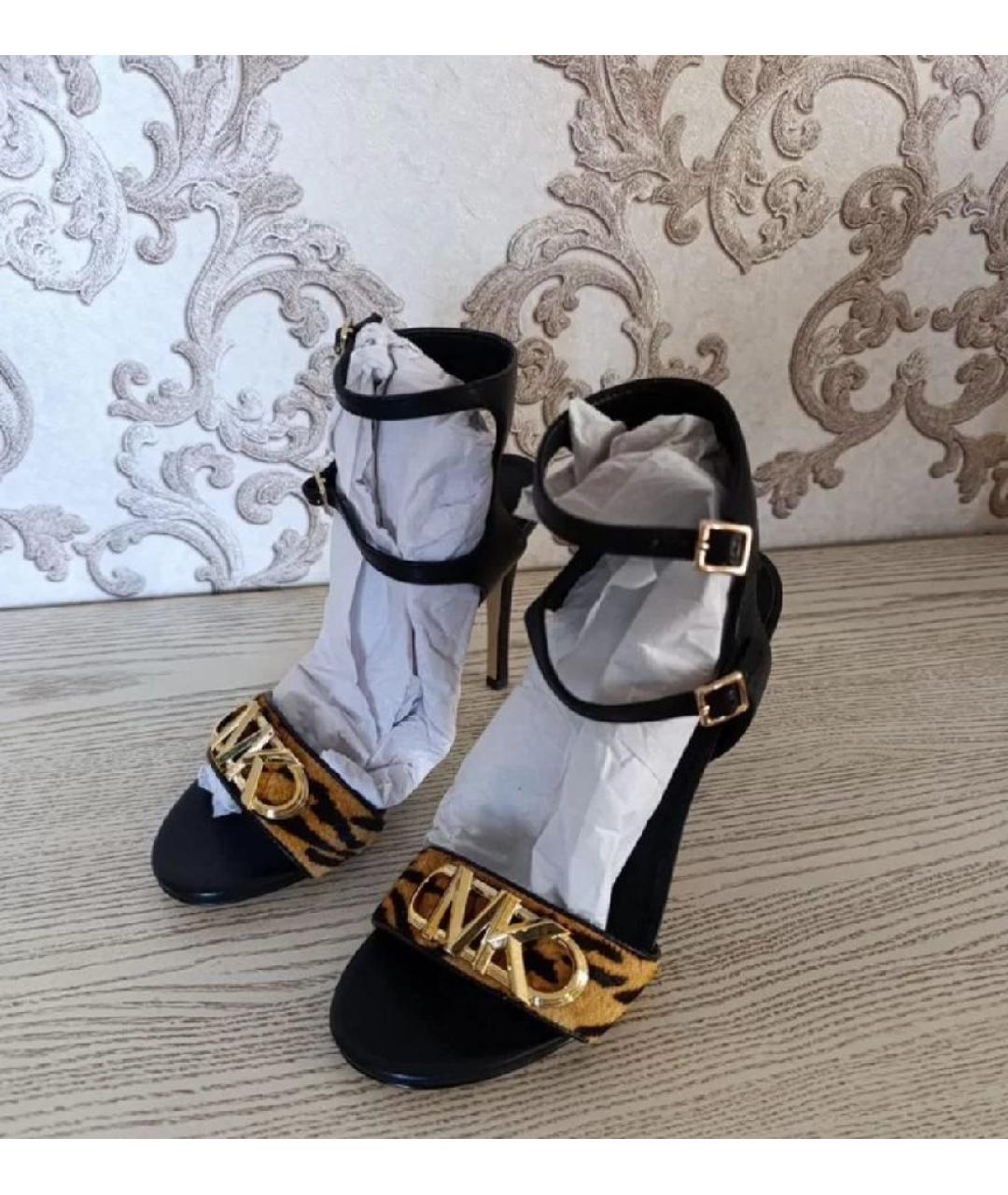 MICHAEL KORS Черные кожаные босоножки, фото 3