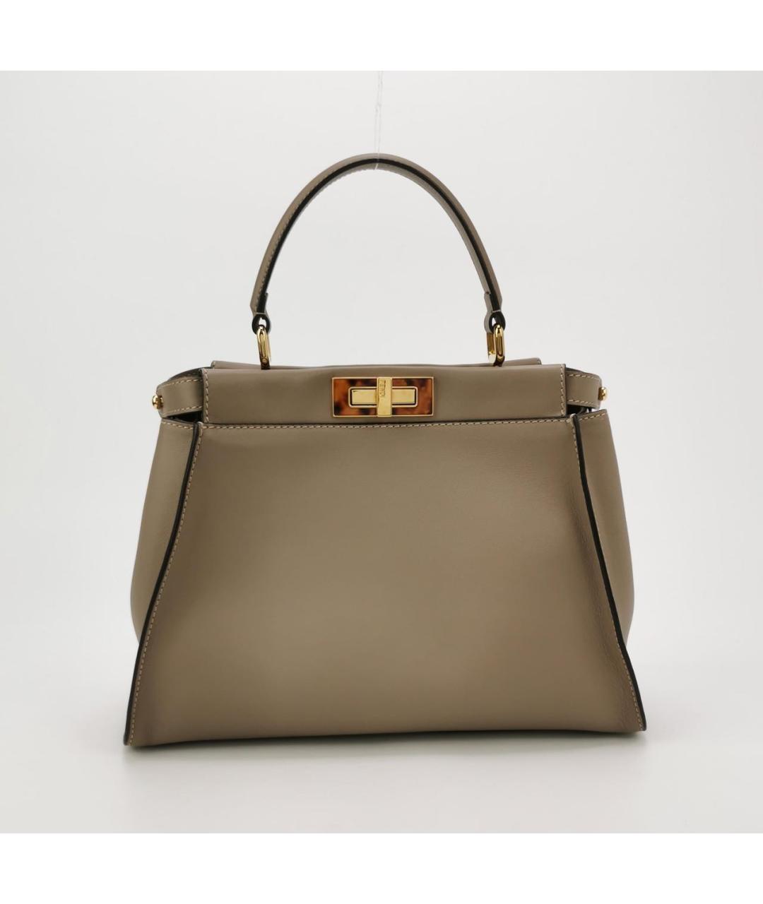 FENDI Бежевая кожаная сумка через плечо, фото 9