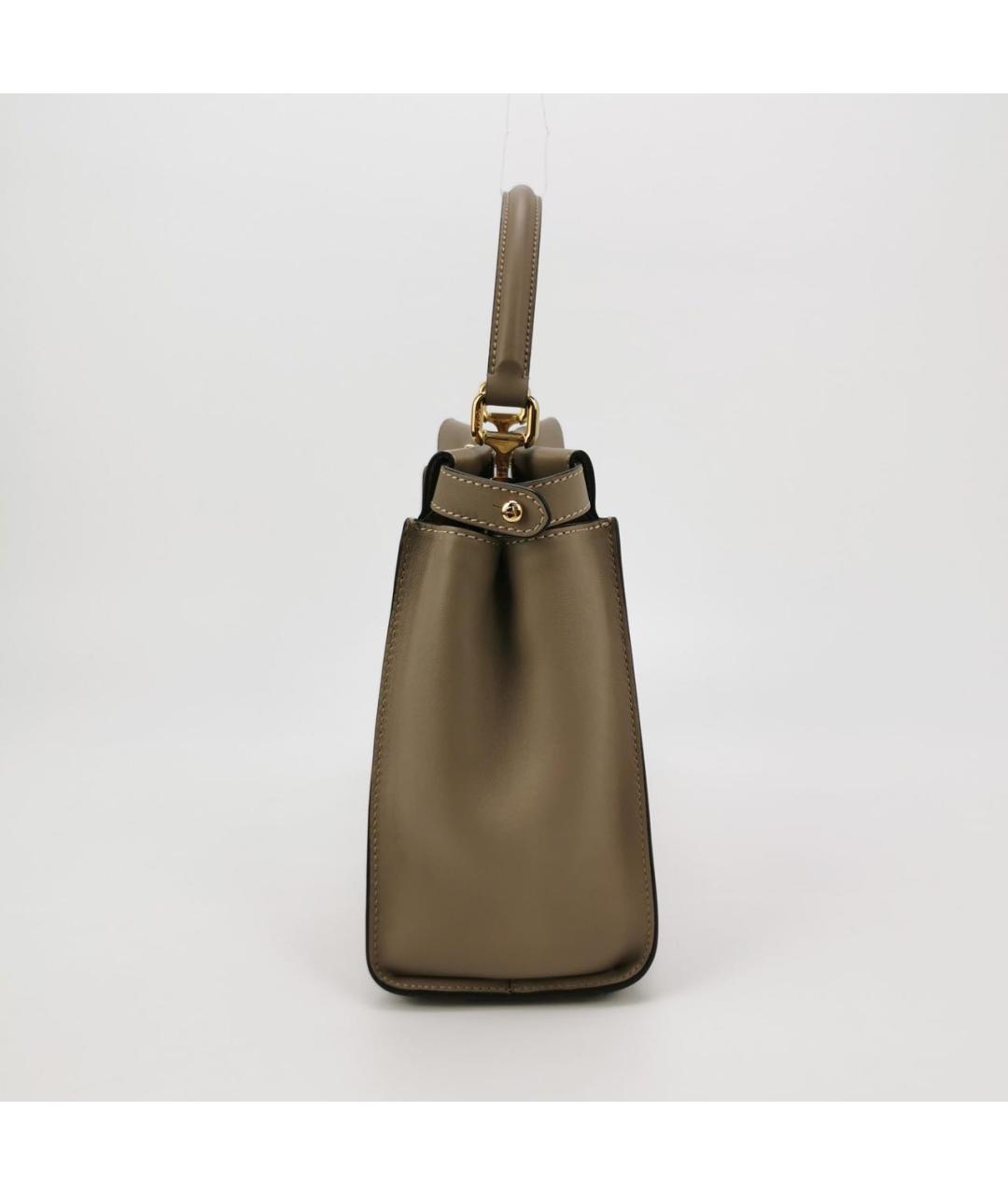 FENDI Бежевая кожаная сумка через плечо, фото 4