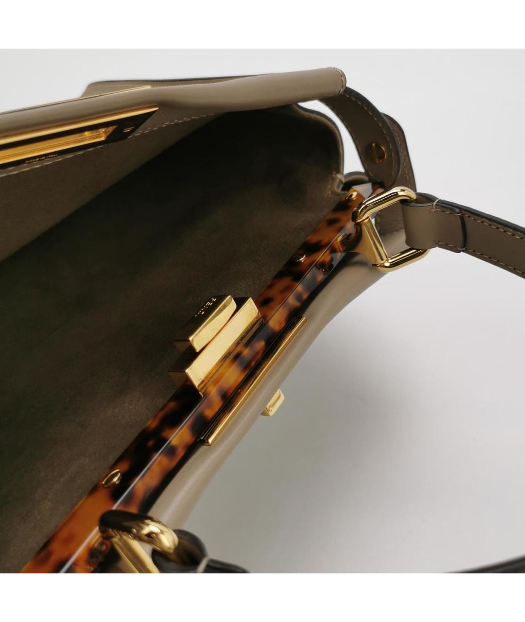 FENDI Бежевая кожаная сумка через плечо, фото 6