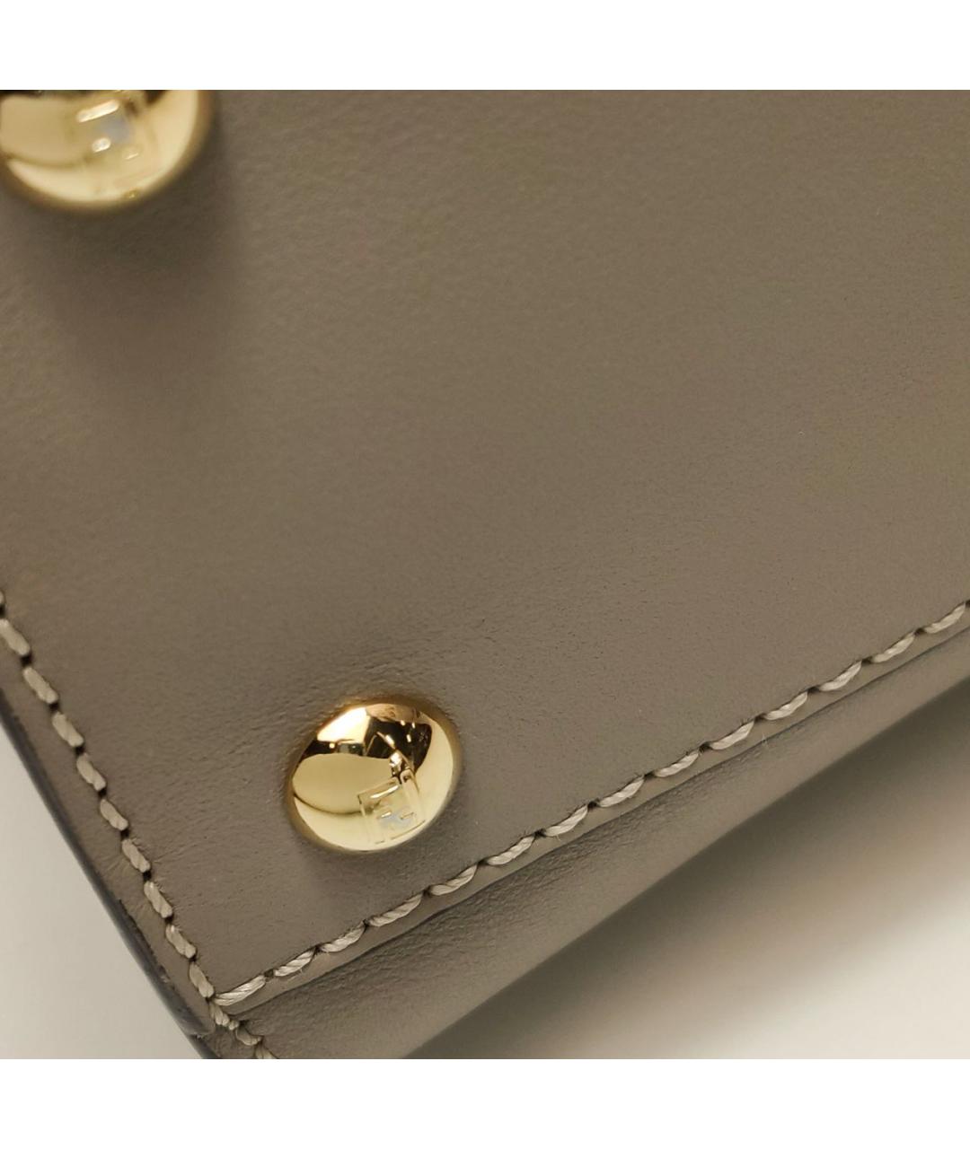 FENDI Бежевая кожаная сумка через плечо, фото 8