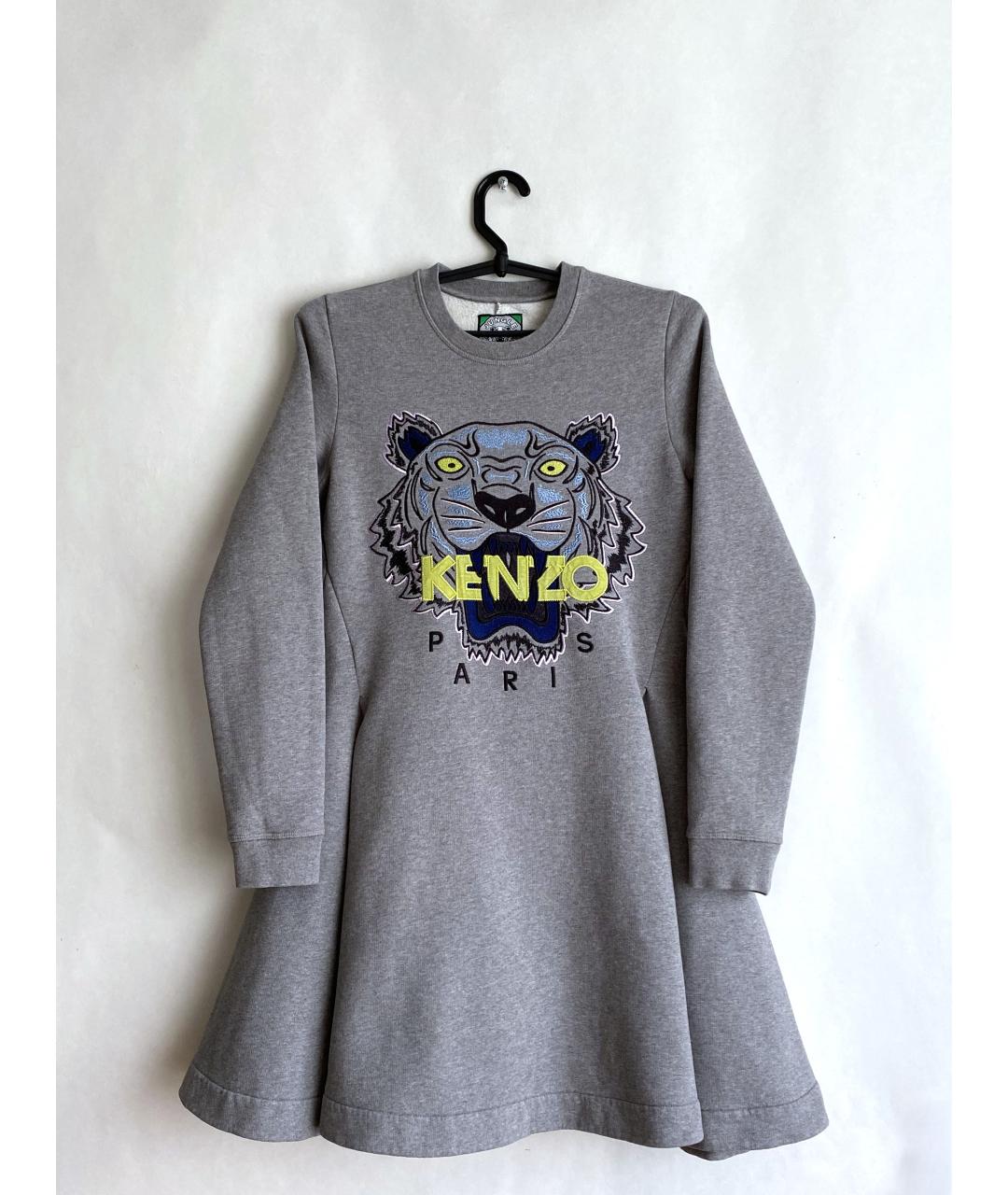 KENZO Серое хлопковое повседневное платье, фото 10