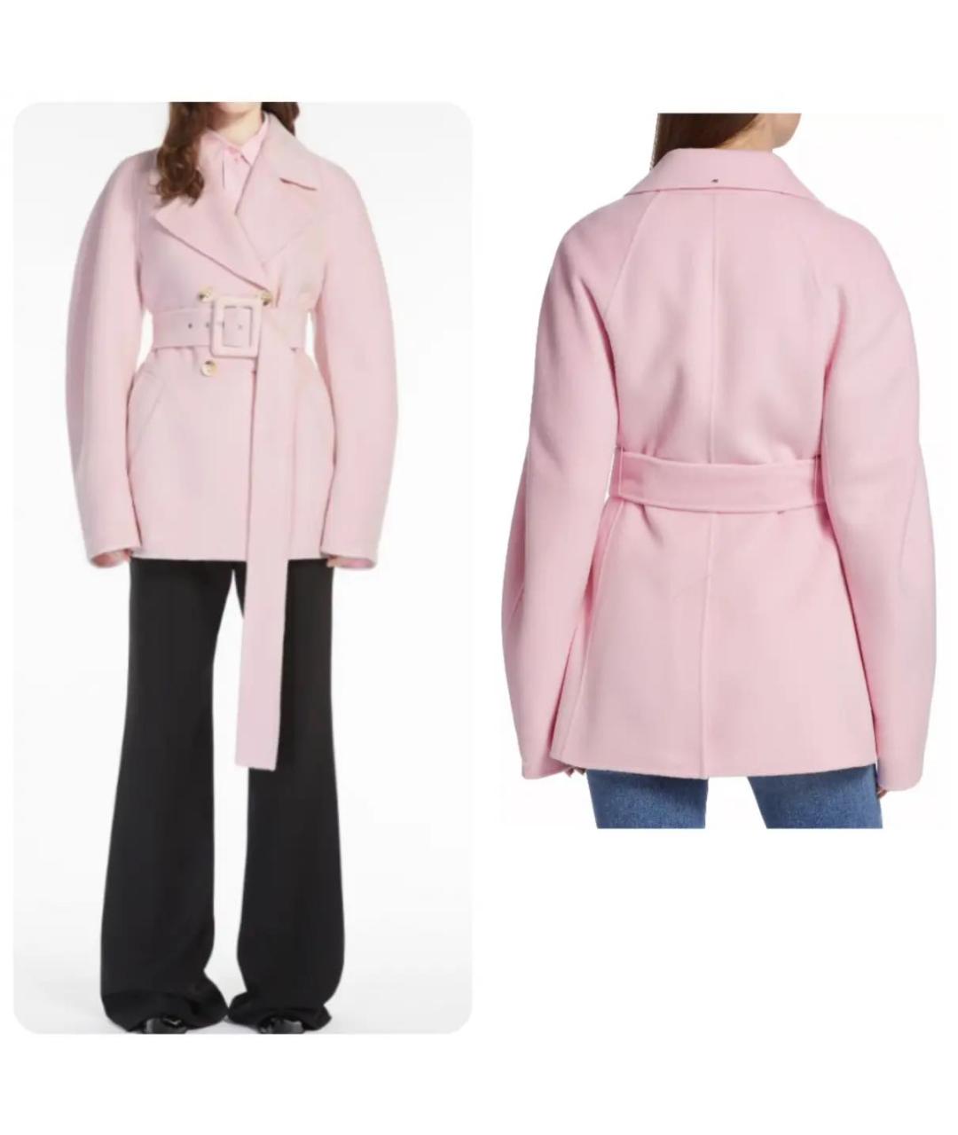 SPORTMAX Розовое шерстяное пальто, фото 2