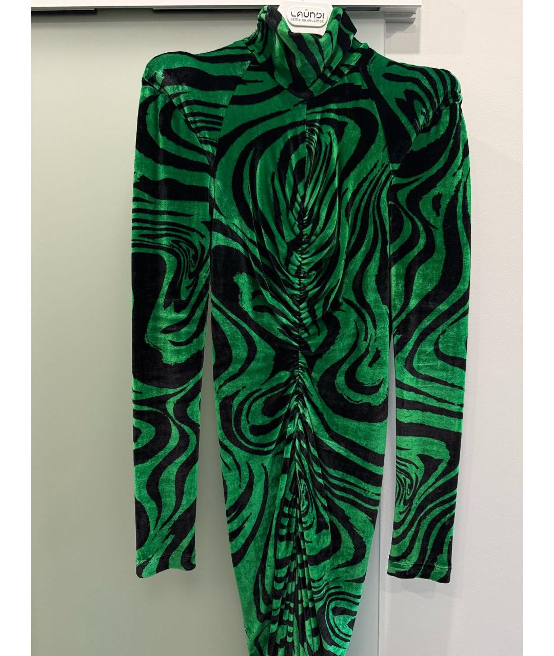 PHILOSOPHY DI LORENZO SERAFINI Зеленые бархатное вечернее платье, фото 7