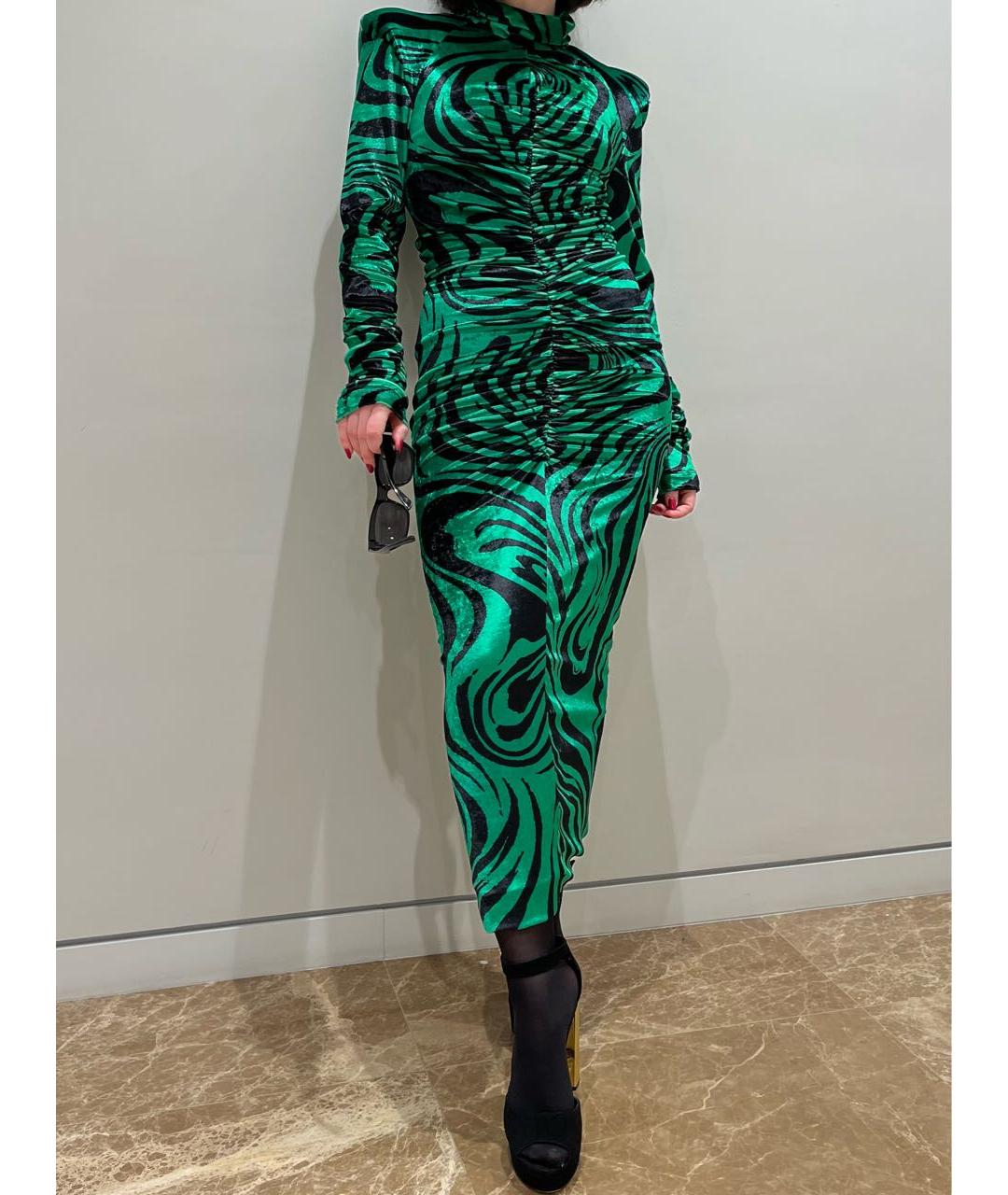 PHILOSOPHY DI LORENZO SERAFINI Зеленые бархатное вечернее платье, фото 5