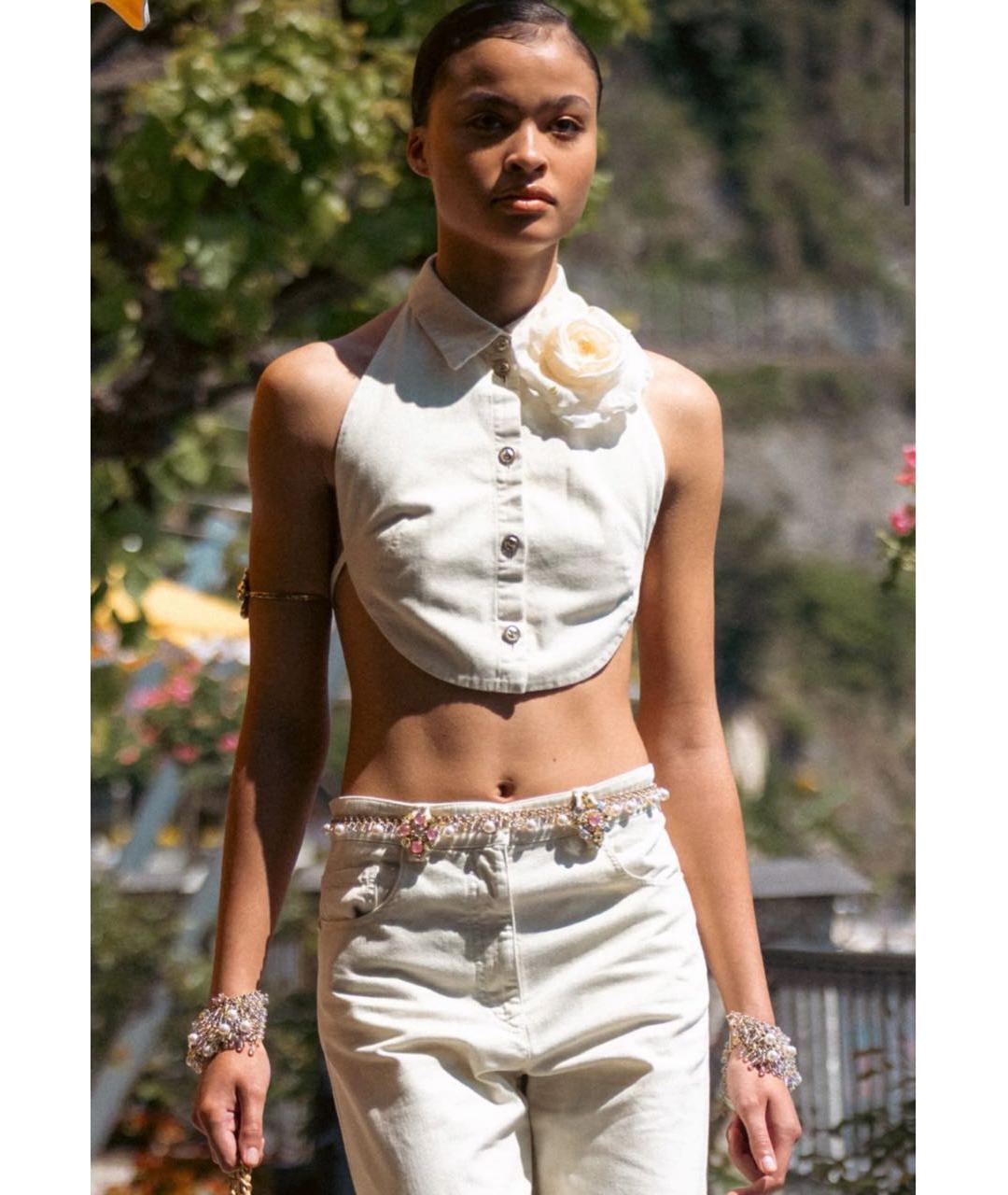 CHANEL Бежевый хлопковый костюм с брюками, фото 2