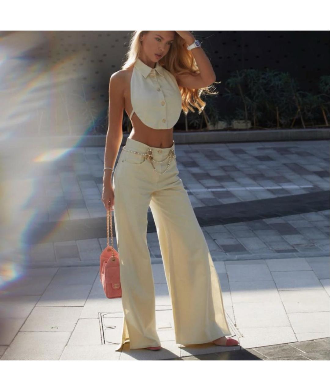 CHANEL Бежевый хлопковый костюм с брюками, фото 8