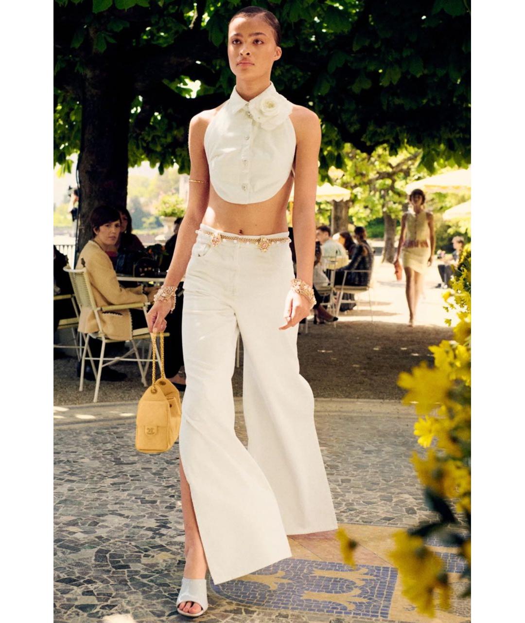 CHANEL Бежевый хлопковый костюм с брюками, фото 9