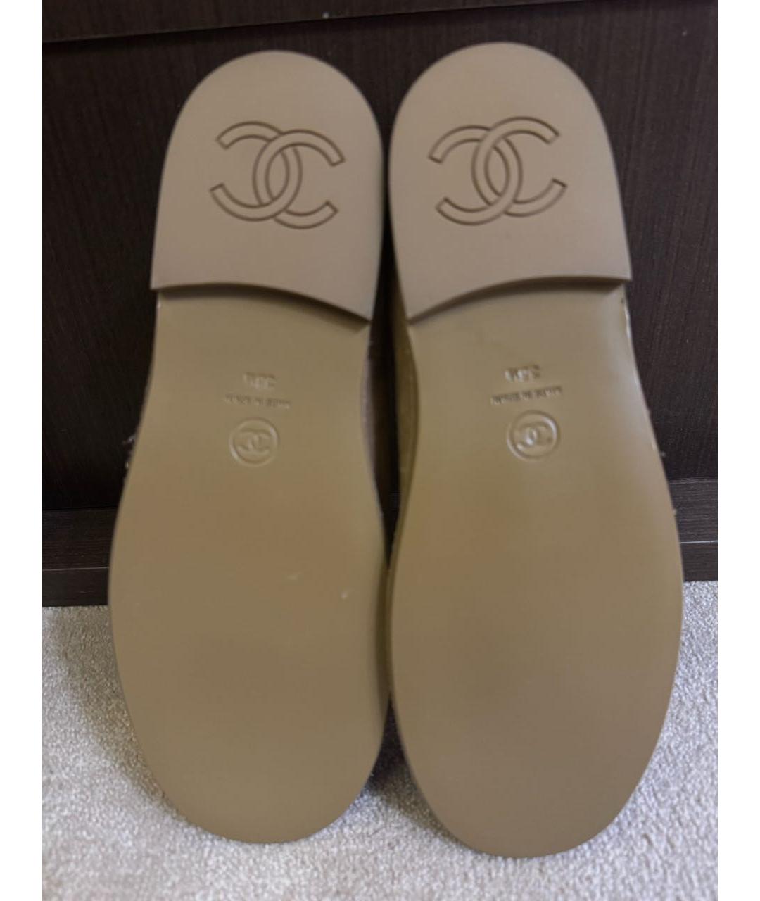 CHANEL Бежевые замшевые лоферы, фото 5