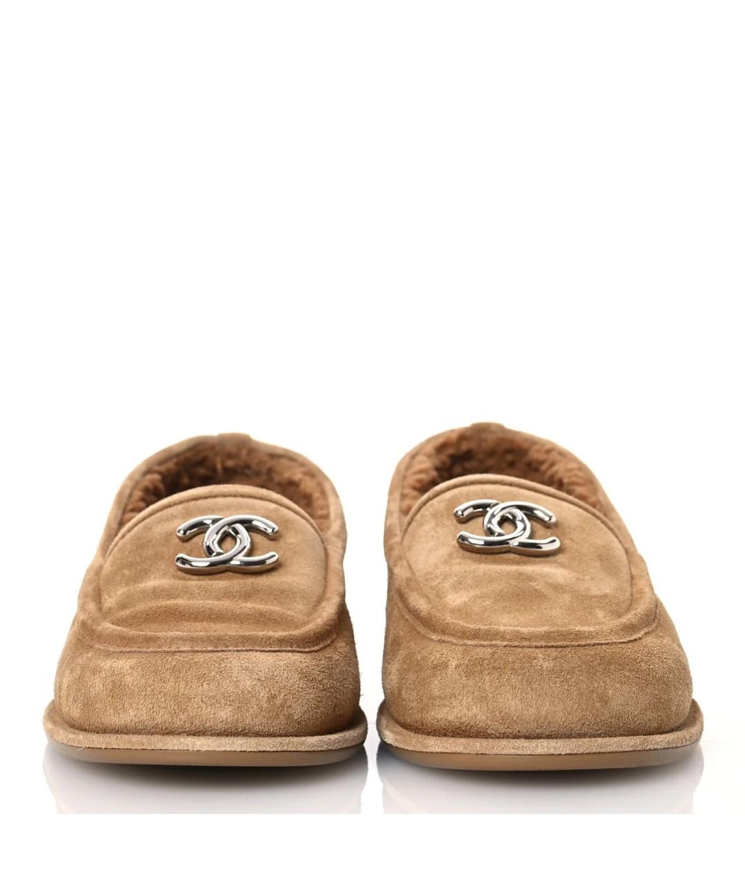 CHANEL Бежевые замшевые лоферы, фото 2