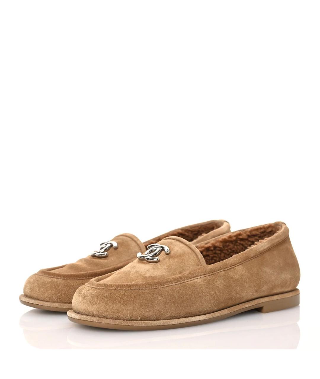 CHANEL Бежевые замшевые лоферы, фото 6