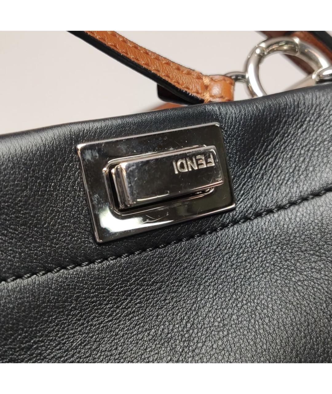 FENDI Черная кожаная сумка через плечо, фото 8