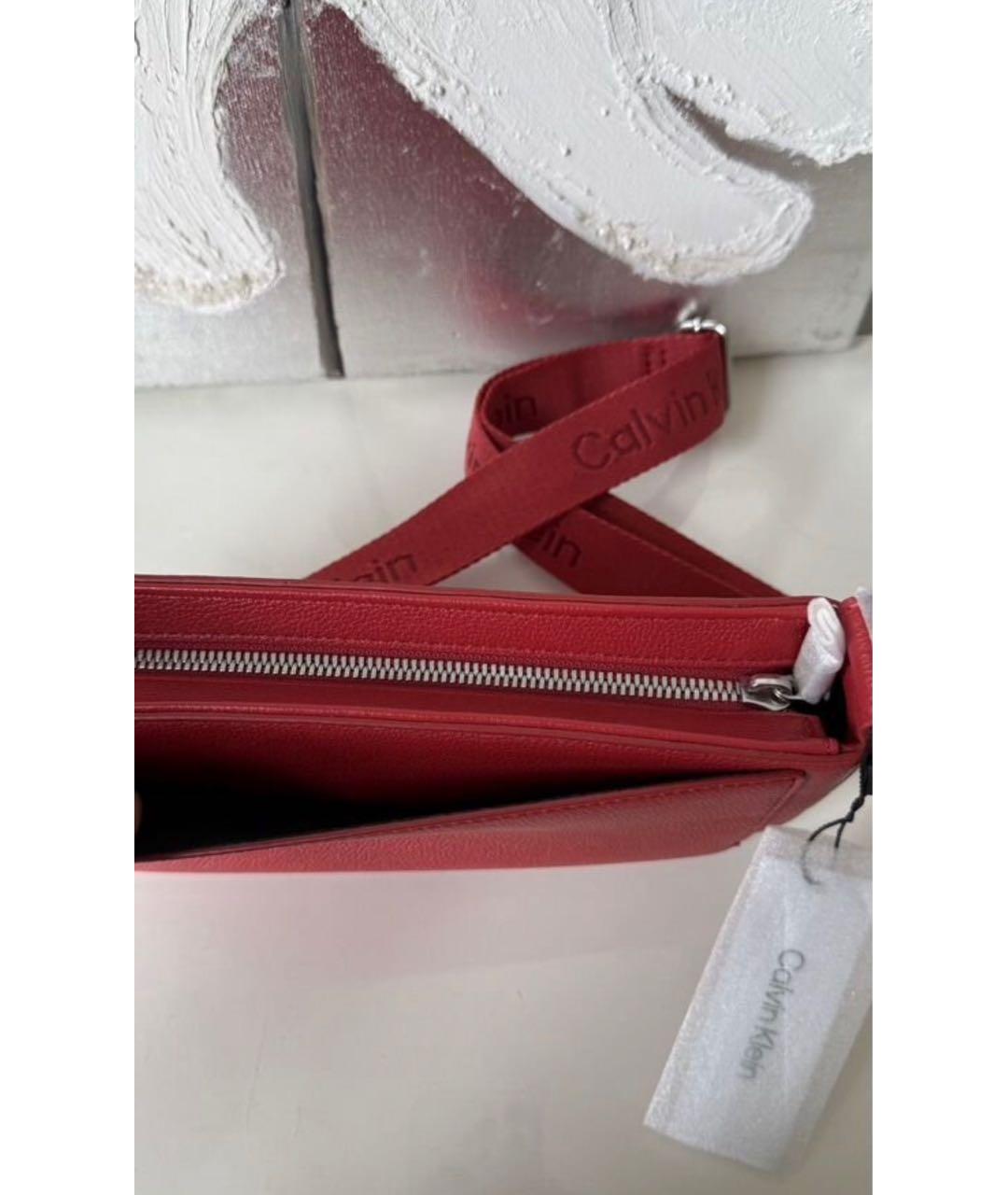 CALVIN KLEIN Красная сумка через плечо из искусственной кожи, фото 7