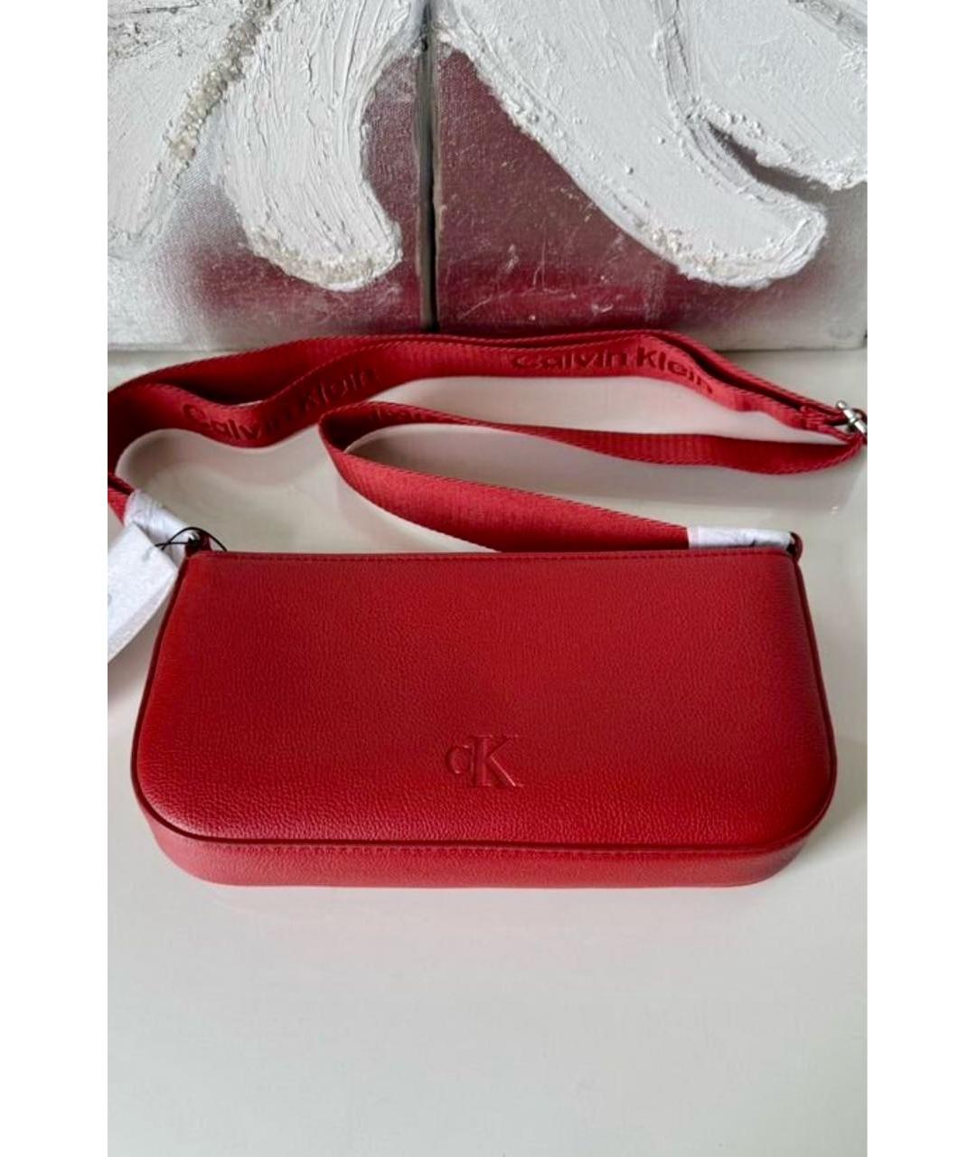 CALVIN KLEIN Красная сумка через плечо из искусственной кожи, фото 5