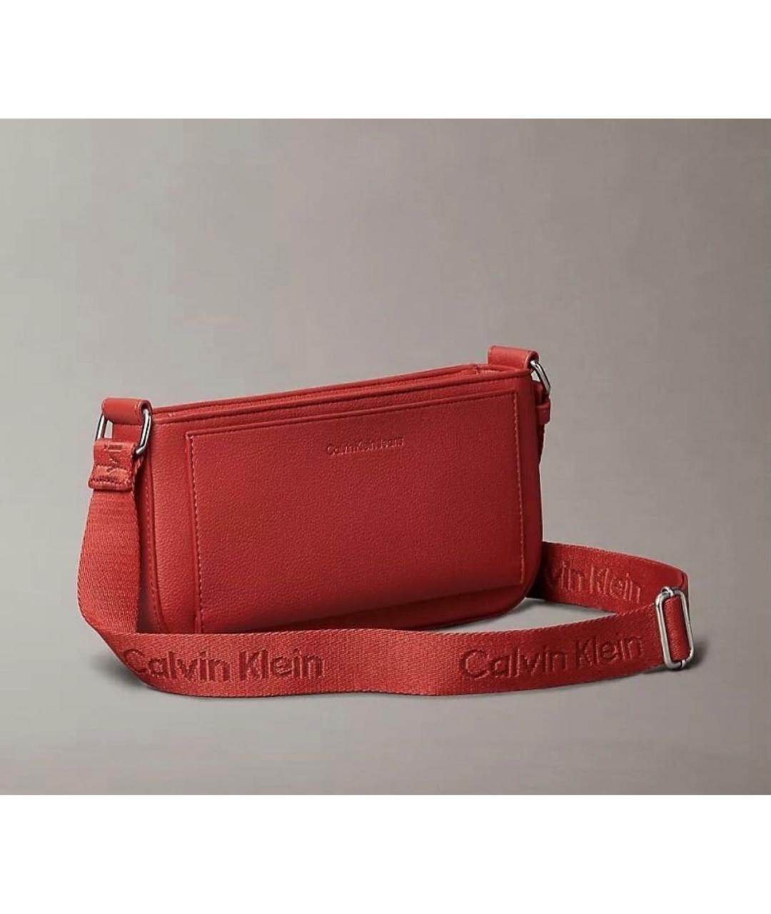 CALVIN KLEIN Красная сумка через плечо из искусственной кожи, фото 3