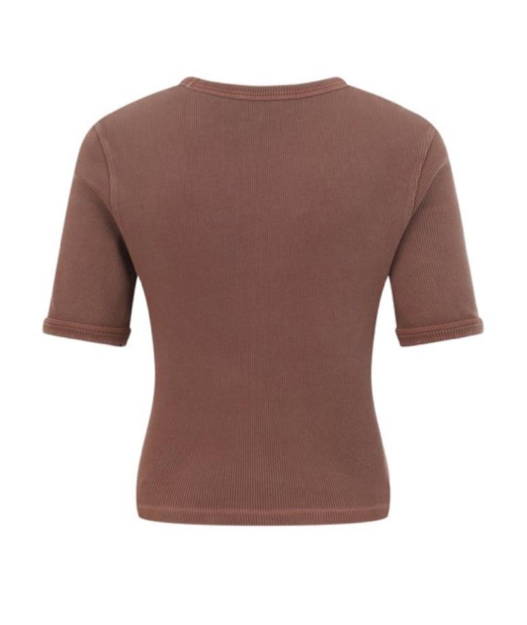MIU MIU Коричневая хлопковая футболка, фото 2