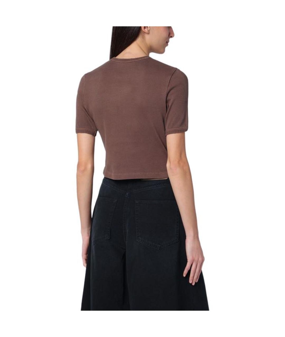 MIU MIU Коричневая хлопковая футболка, фото 5