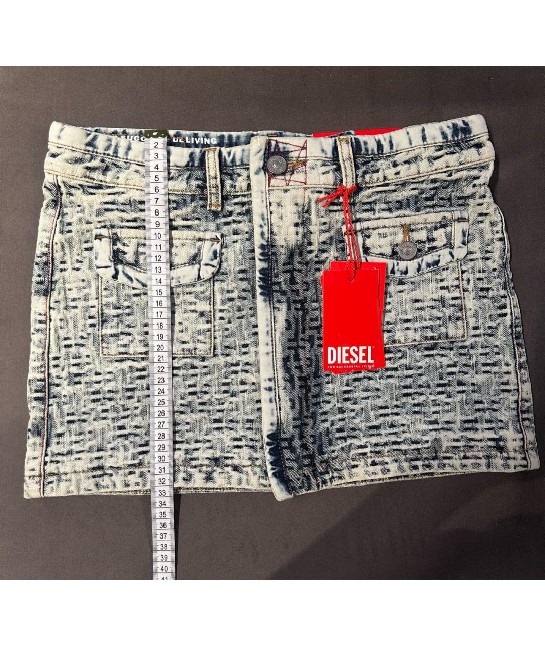 DIESEL Голубая деним юбка мини, фото 2