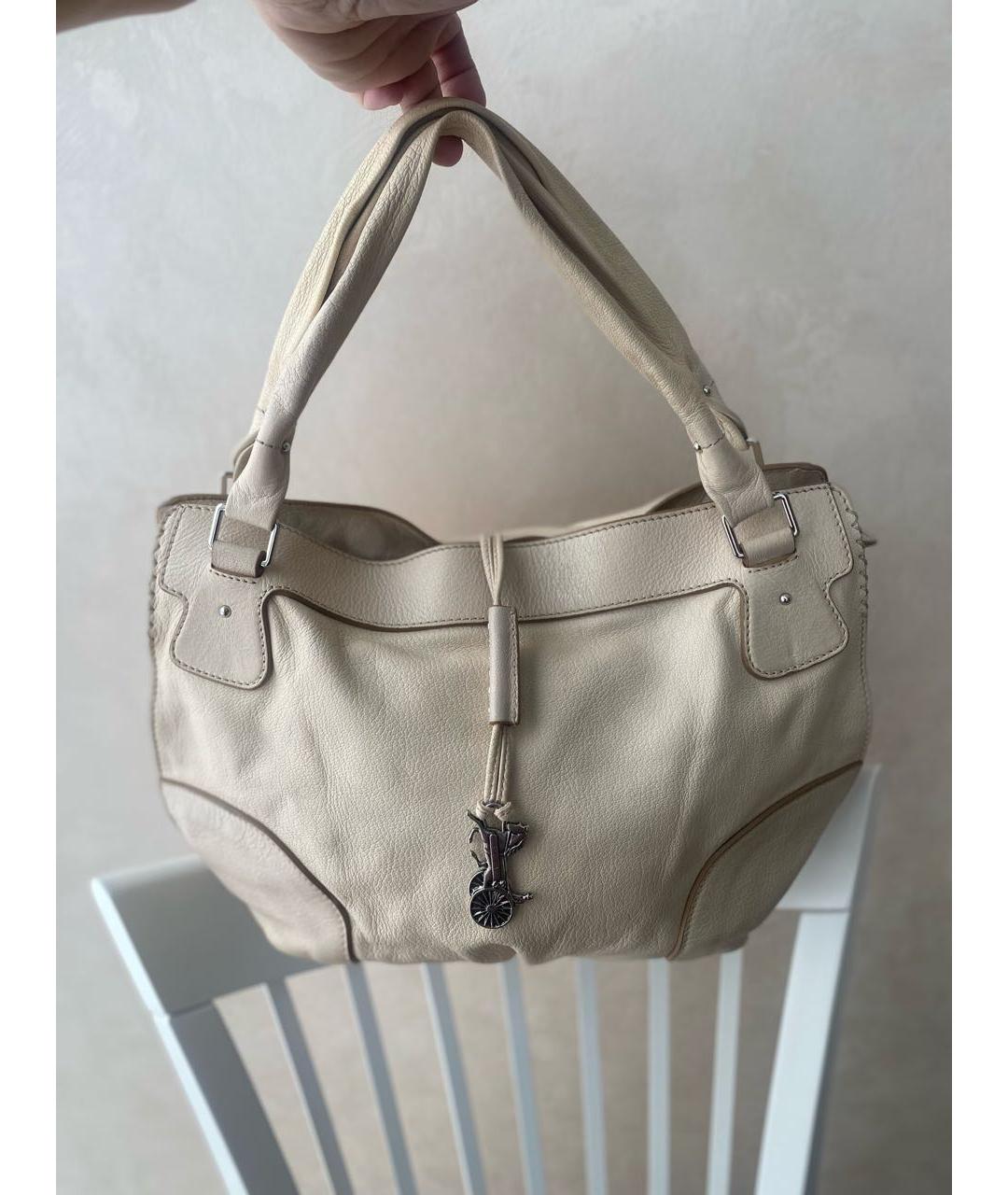 CELINE Бежевая кожаная сумка через плечо, фото 9