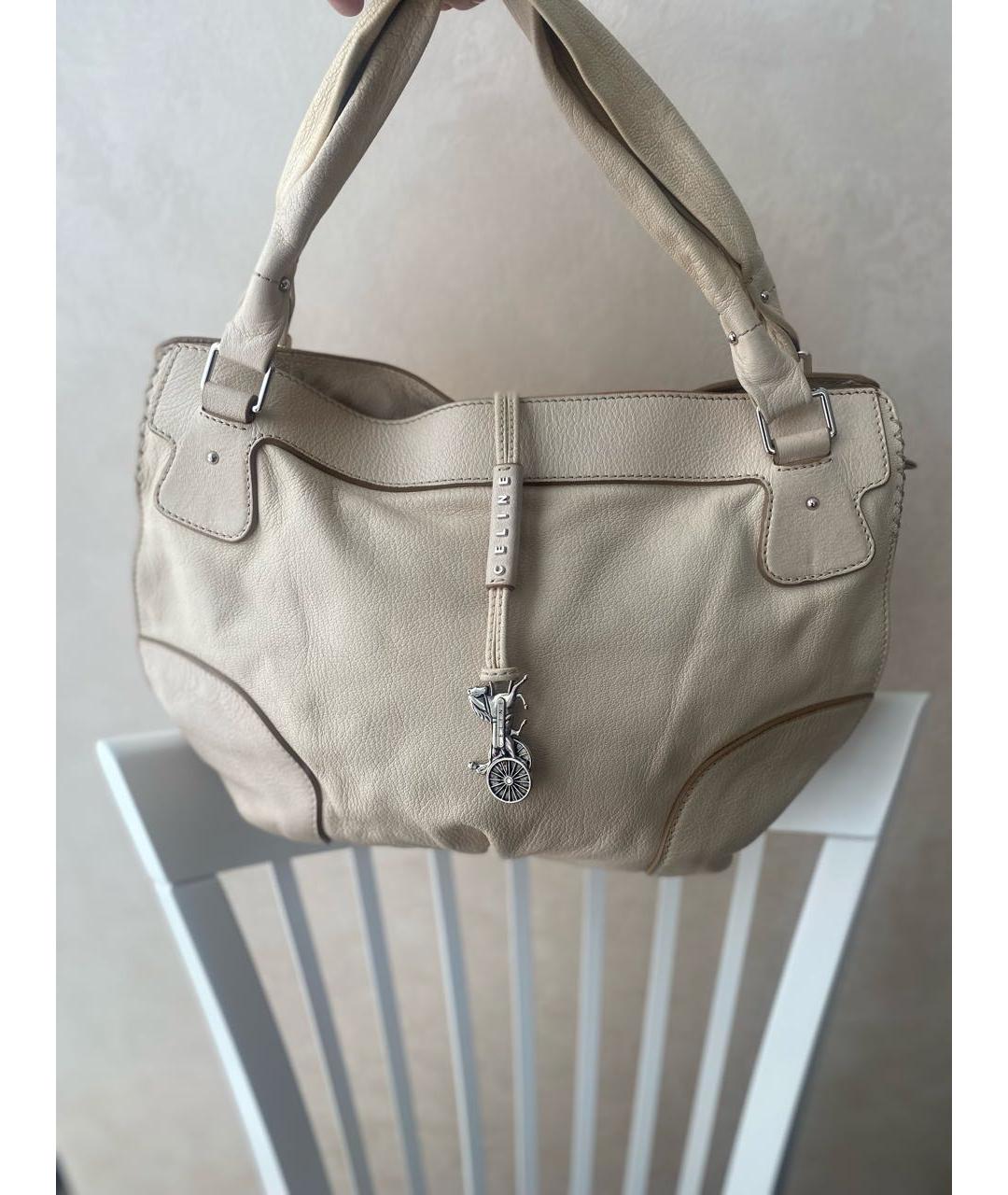 CELINE Бежевая кожаная сумка через плечо, фото 2