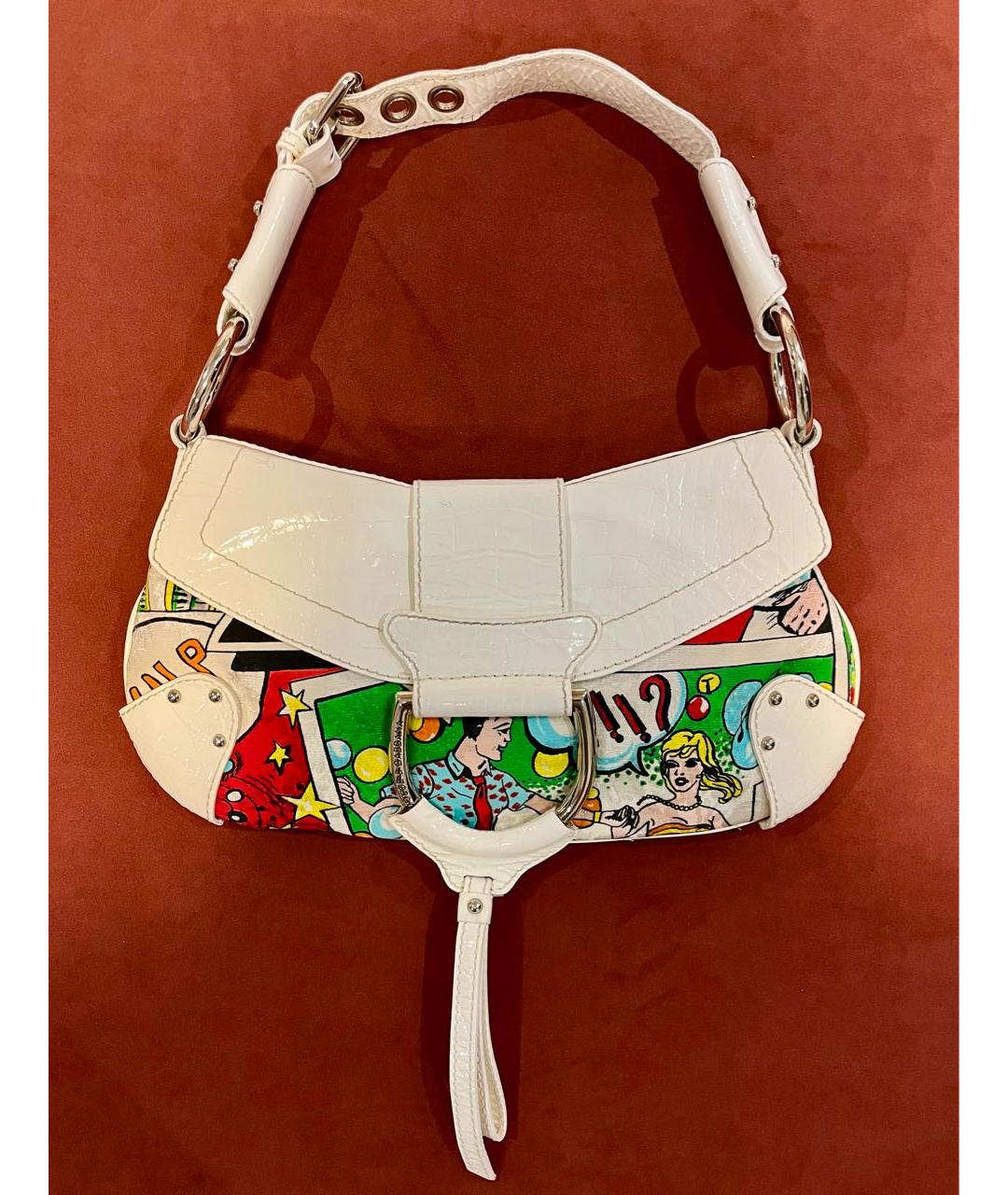 DOLCE&GABBANA Белая тканевая сумка с короткими ручками, фото 5