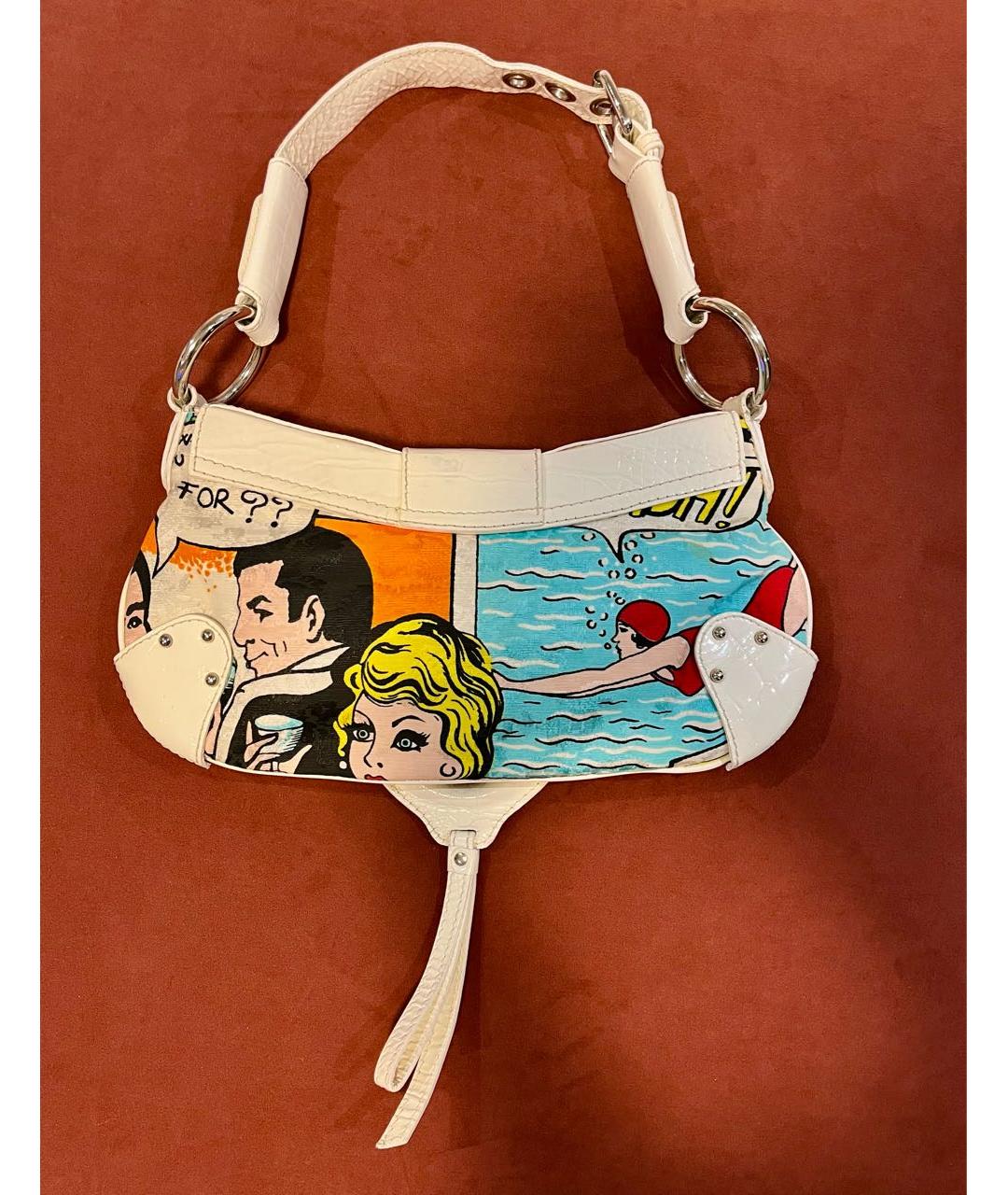 DOLCE&GABBANA Белая тканевая сумка с короткими ручками, фото 3