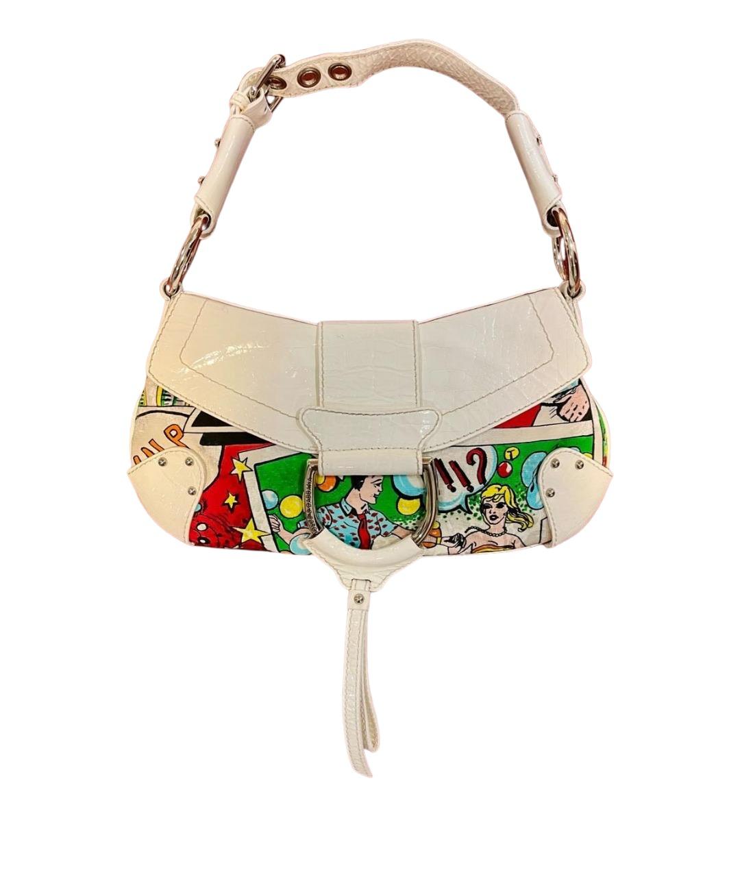 DOLCE&GABBANA Белая тканевая сумка с короткими ручками, фото 1