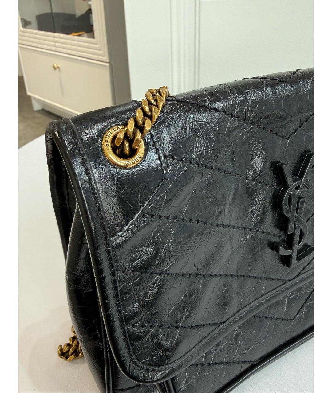 SAINT LAURENT Черная кожаная сумка через плечо, фото 7