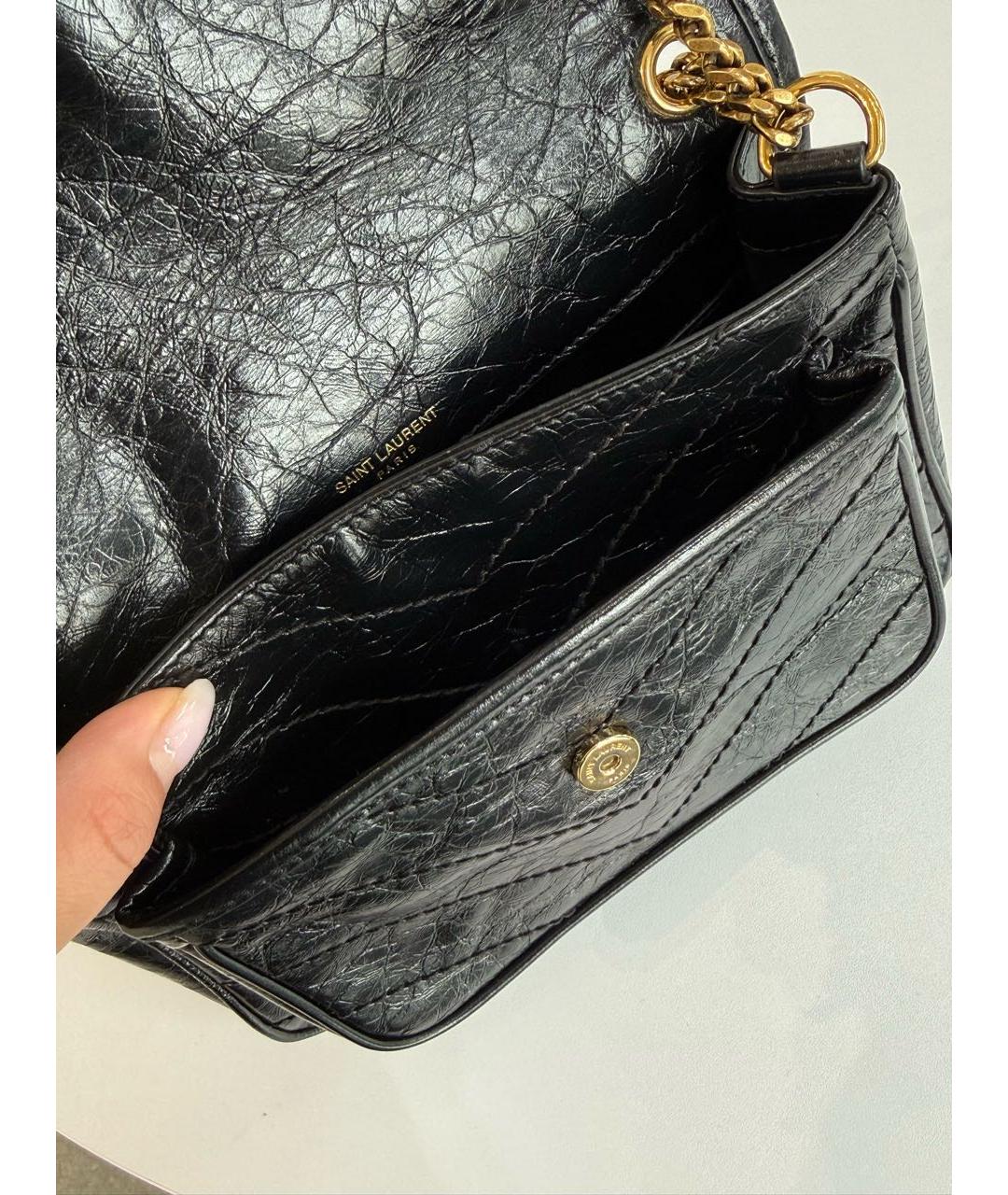 SAINT LAURENT Черная кожаная сумка через плечо, фото 4