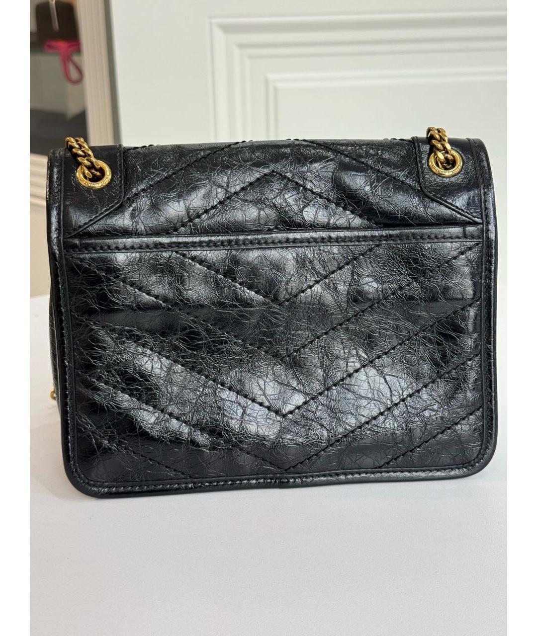 SAINT LAURENT Черная кожаная сумка через плечо, фото 3