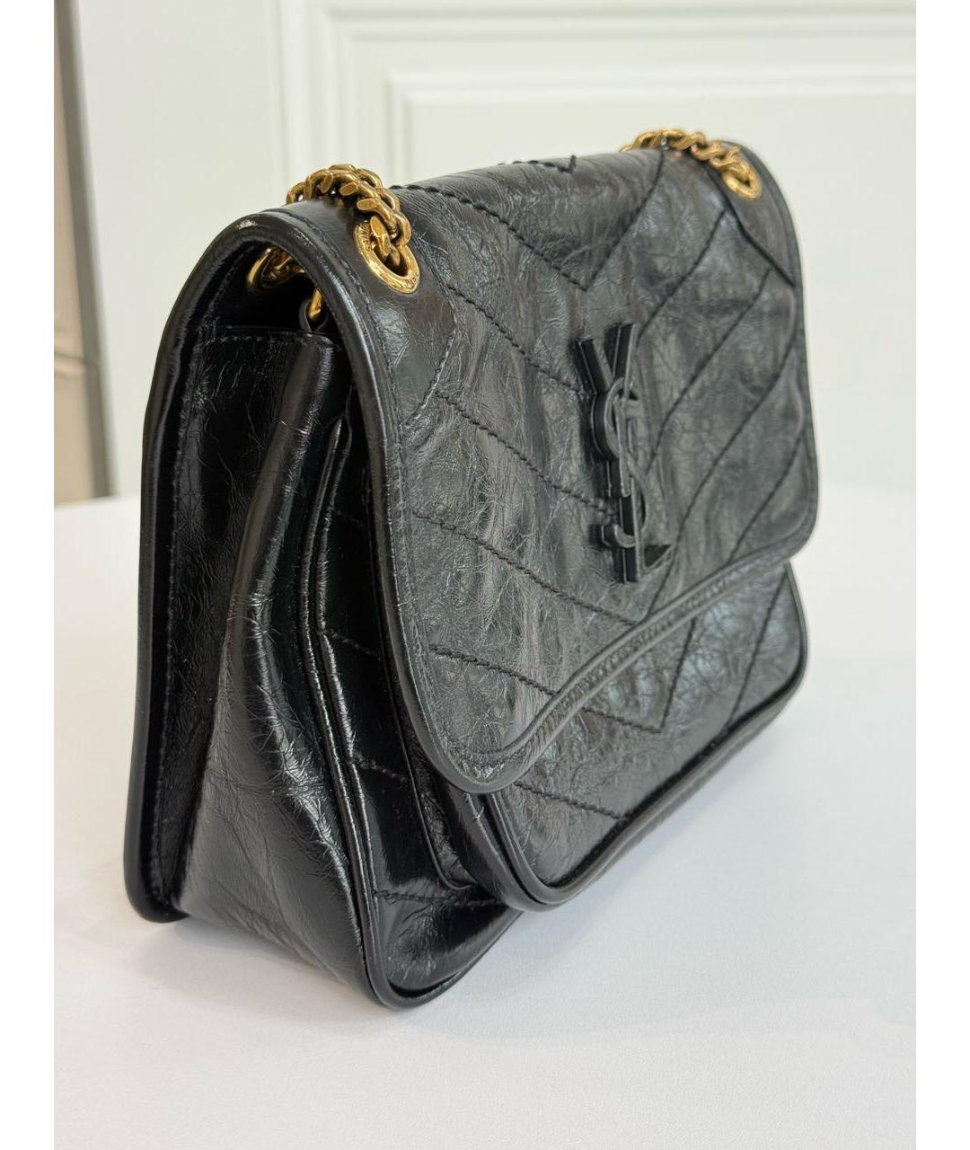 SAINT LAURENT Черная кожаная сумка через плечо, фото 2