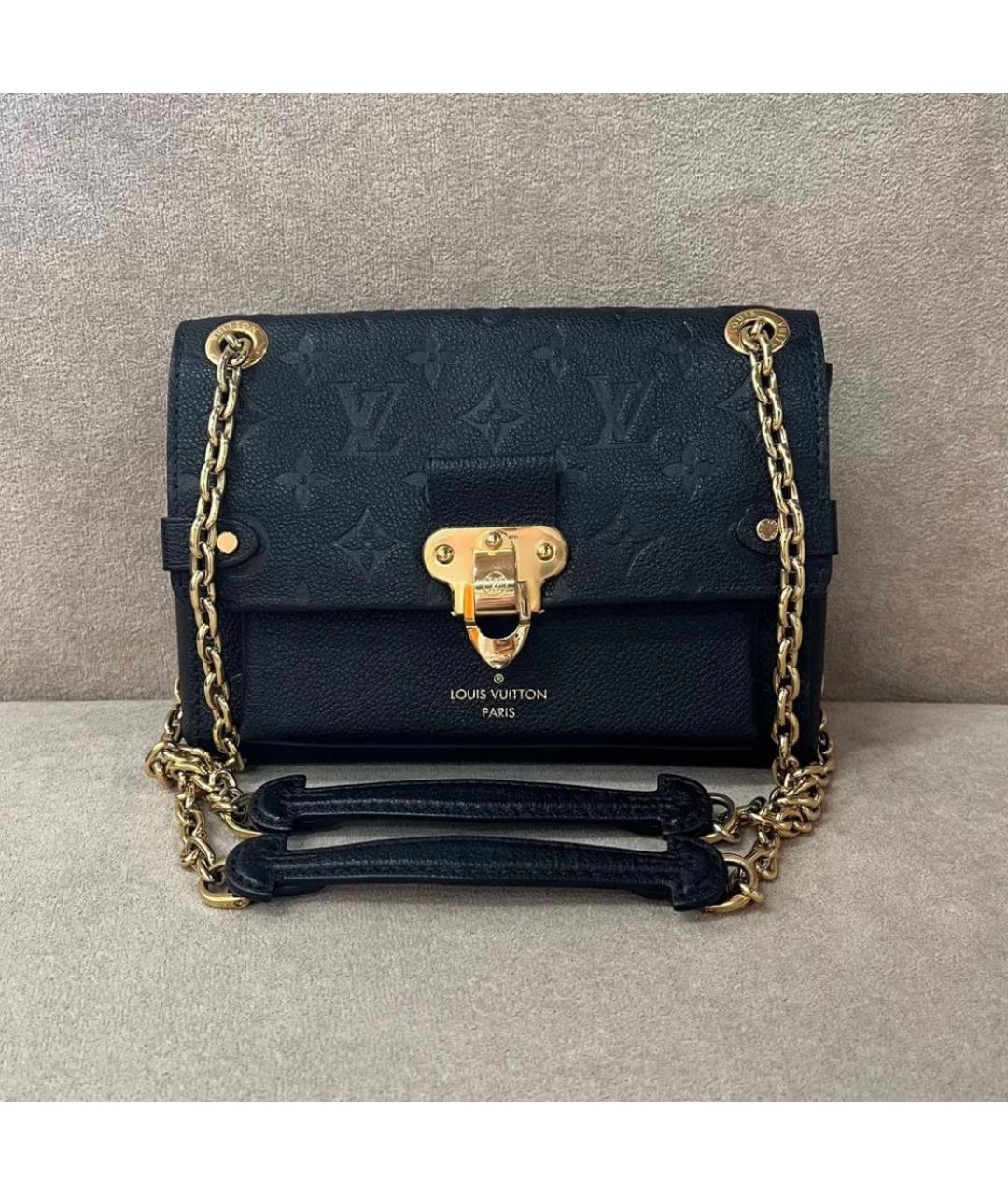 LOUIS VUITTON Черная кожаная сумка через плечо, фото 7