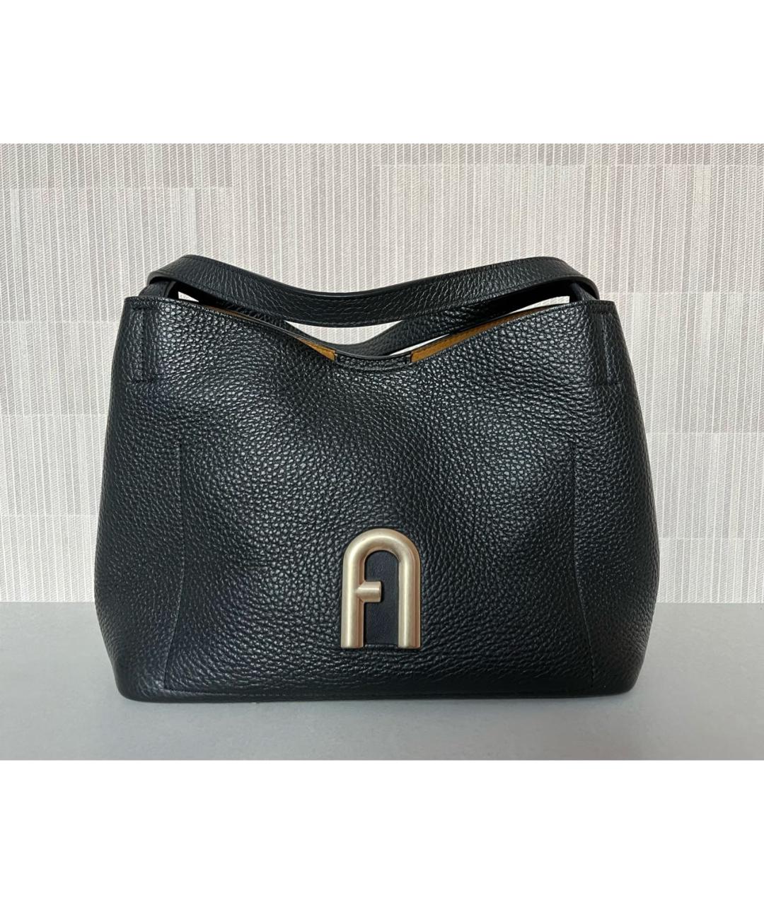 FURLA Черная кожаная сумка тоут, фото 5