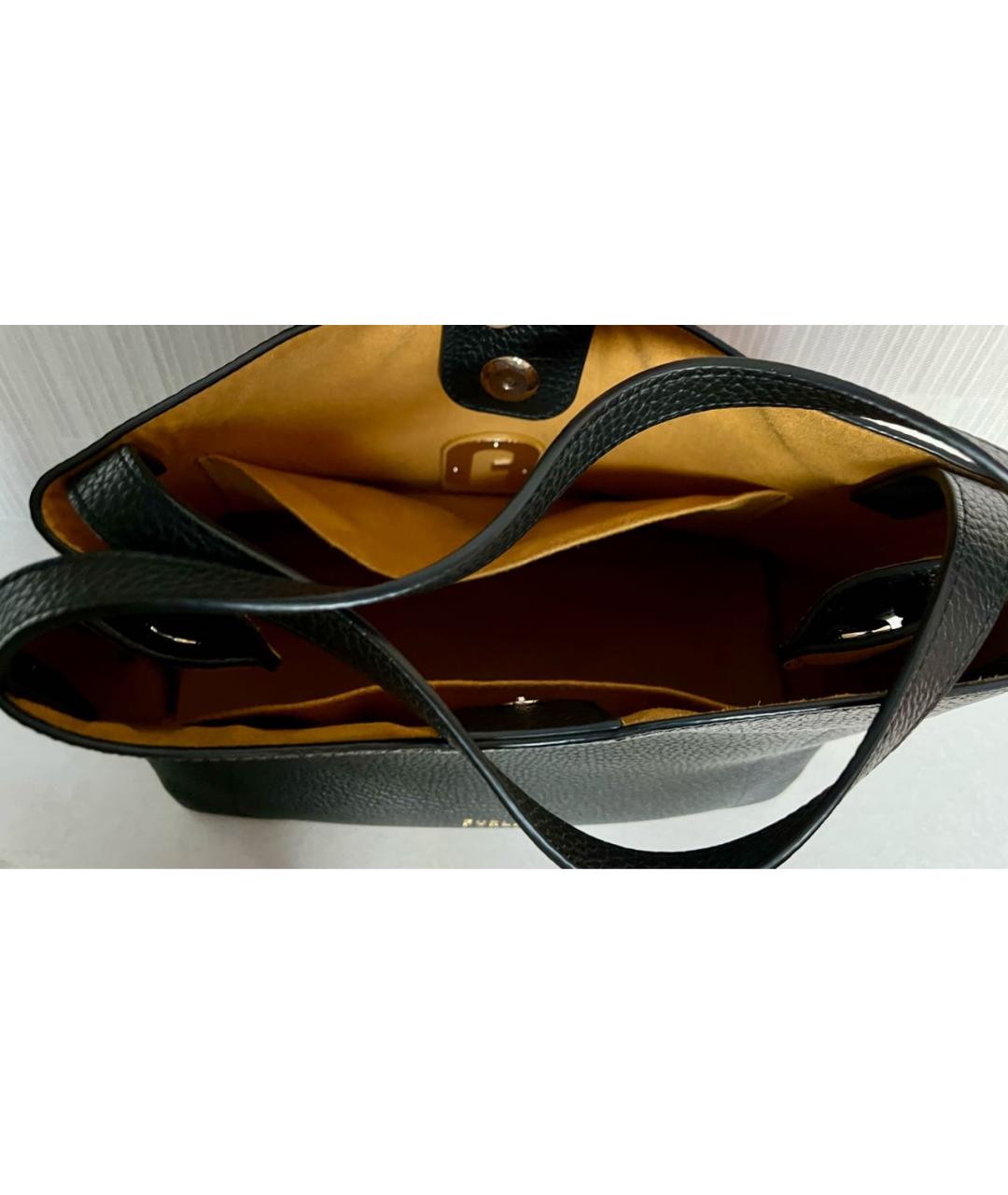 FURLA Черная кожаная сумка тоут, фото 4