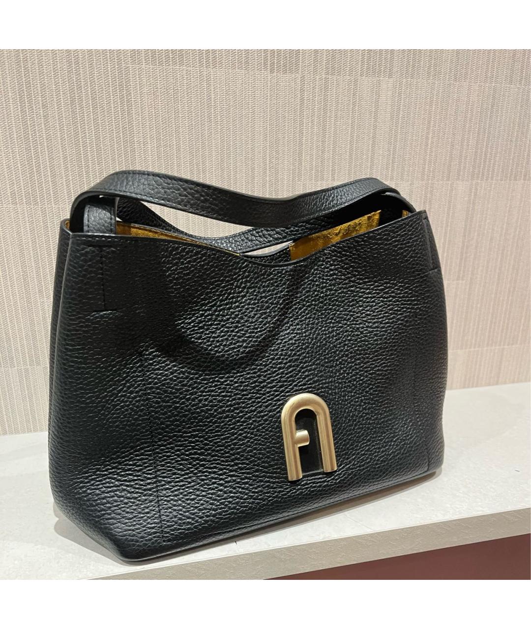 FURLA Черная кожаная сумка тоут, фото 2