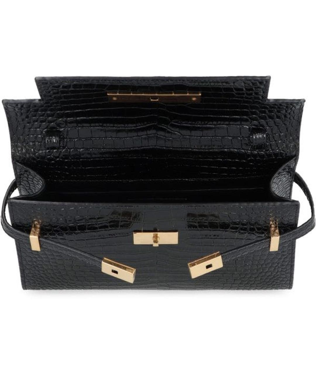 SAINT LAURENT Черная кожаная сумка через плечо, фото 2