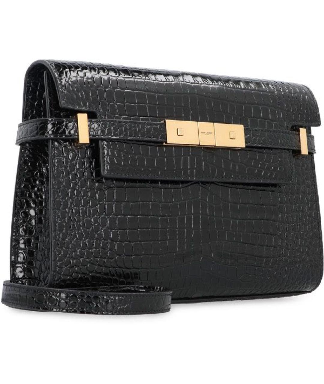 SAINT LAURENT Черная кожаная сумка через плечо, фото 3