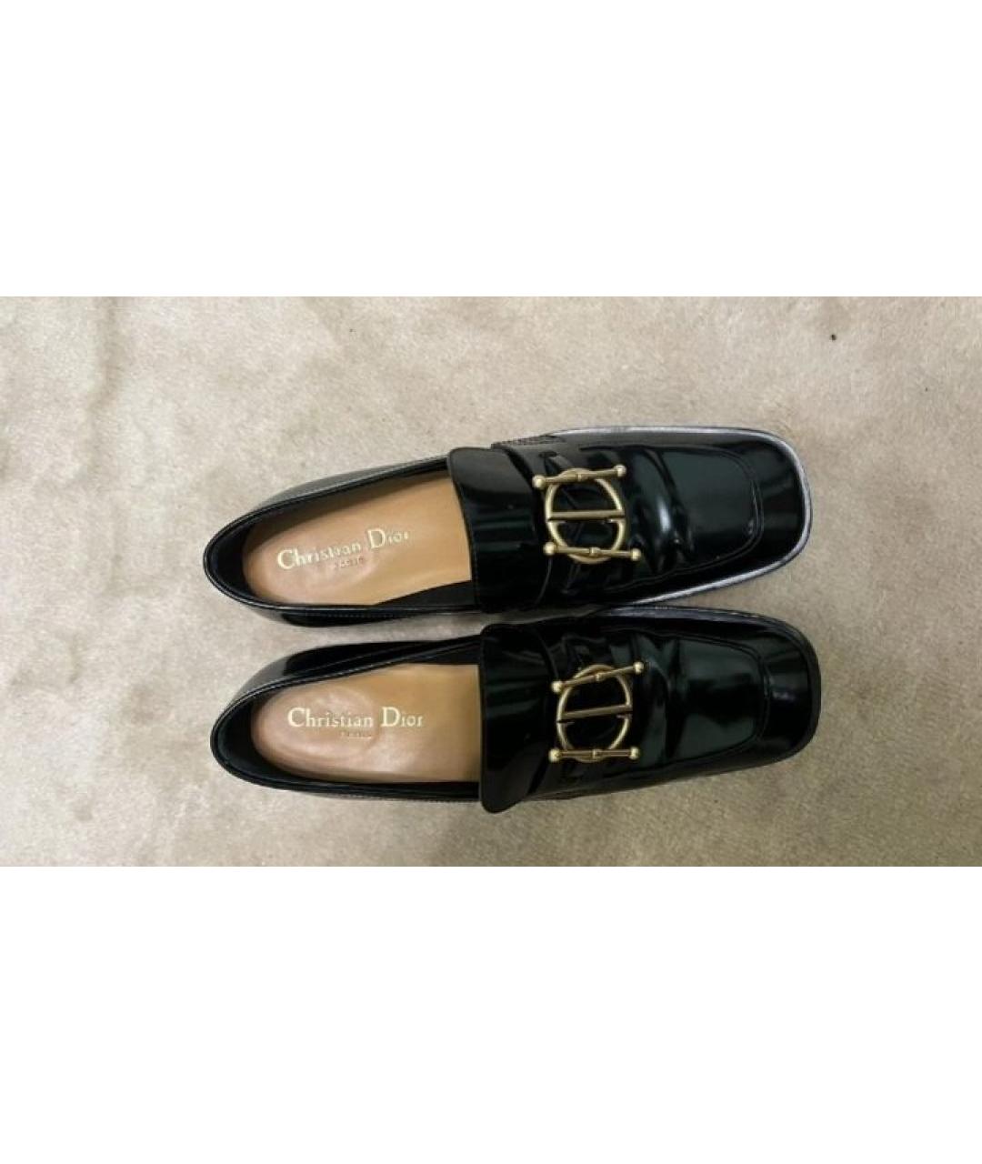 CHRISTIAN DIOR Черные кожаные лоферы, фото 6