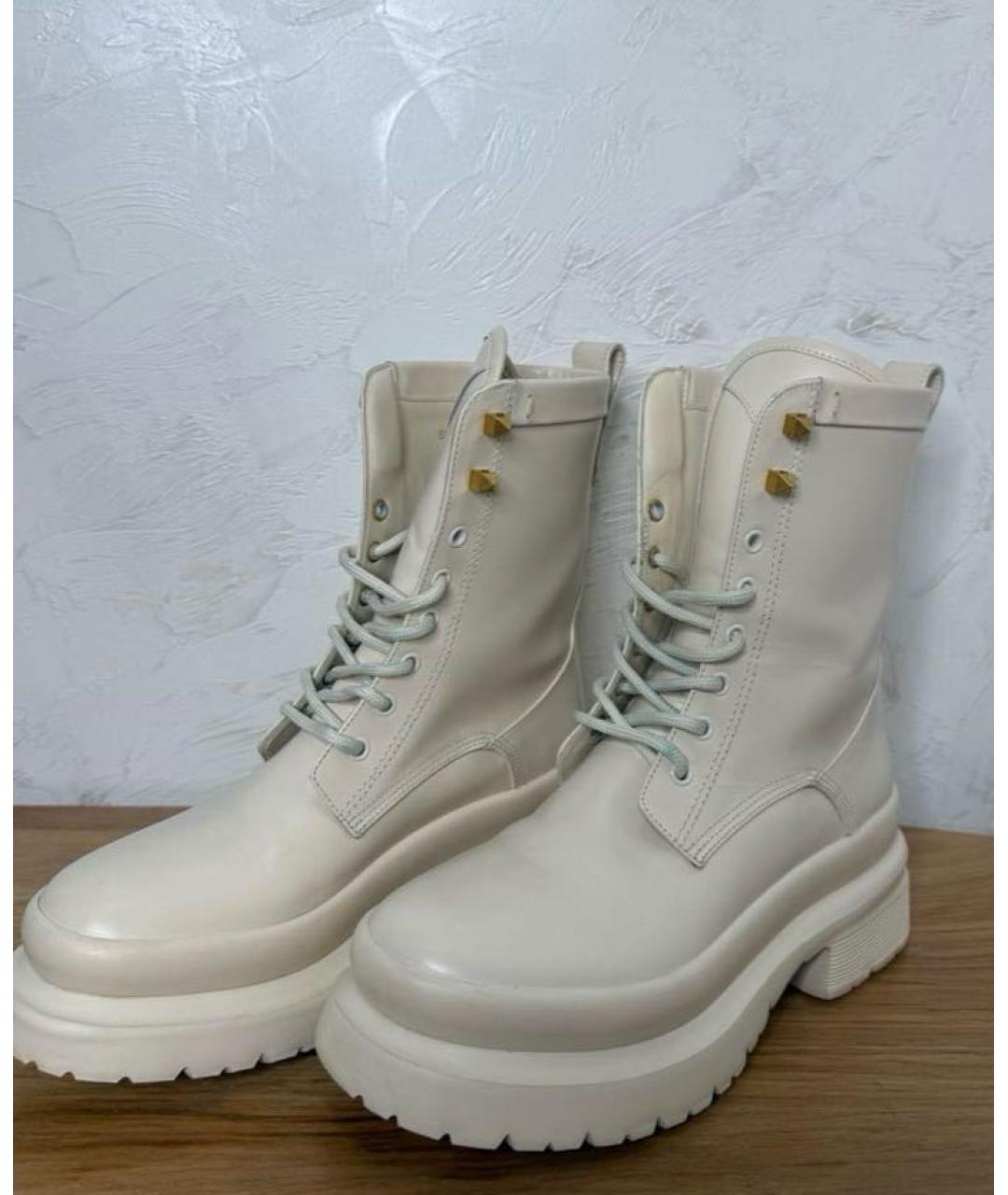 VALENTINO Бежевые кожаные ботинки, фото 4