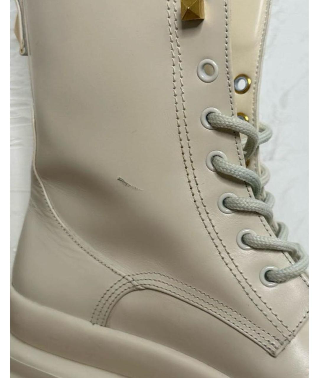 VALENTINO Бежевые кожаные ботинки, фото 3