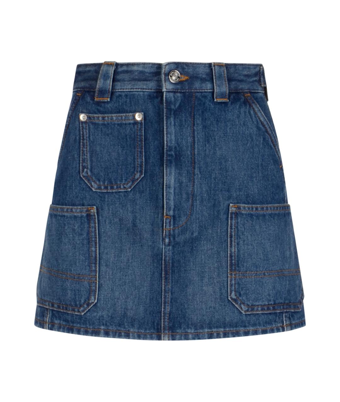 GIVENCHY Синяя хлопковая юбка мини, фото 1