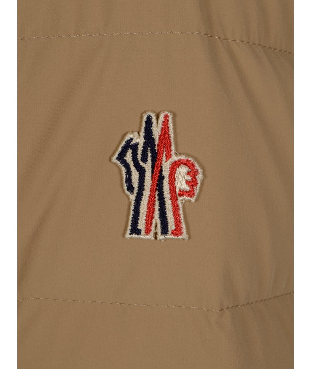 MONCLER GRENOBLE Бежевый полиэстеровый пуховик, фото 3